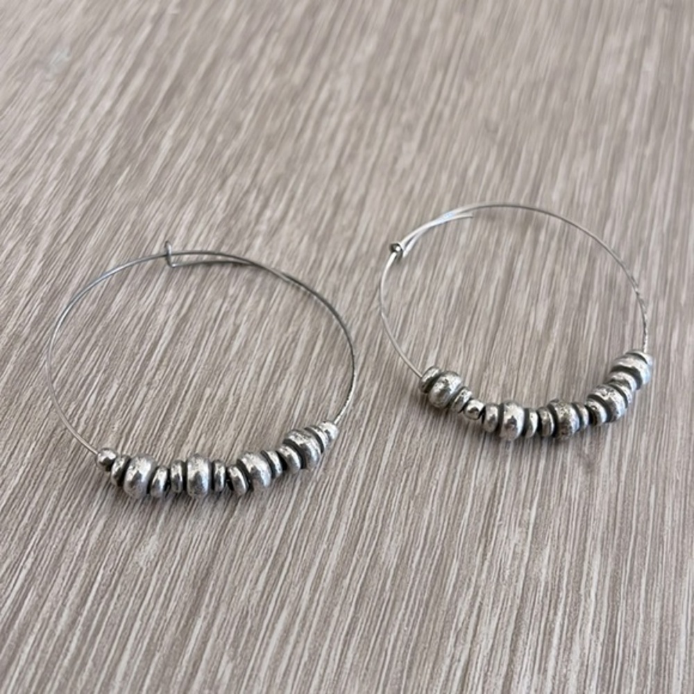 Alex and Ani Silver Beaded Earrings with Open Closures Women’s